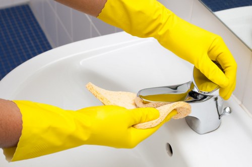 Technician performing oven cleaning in a Tufnellpark home kitchen